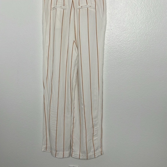 Anthropologie The Essential White Striped Linen Blend Crop Jumpsuit Size 2 - Picture 7 of 8